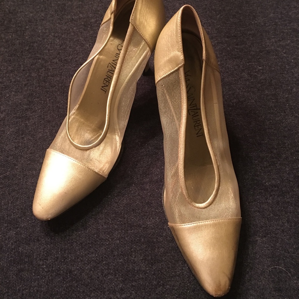 Yves Saint Laurent Gold Mesh Heel, 8